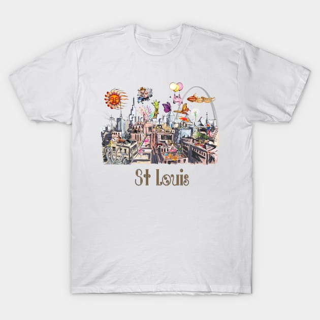 Saint Louis  Crazy City Life POP ART T-Shirt by IconicTee